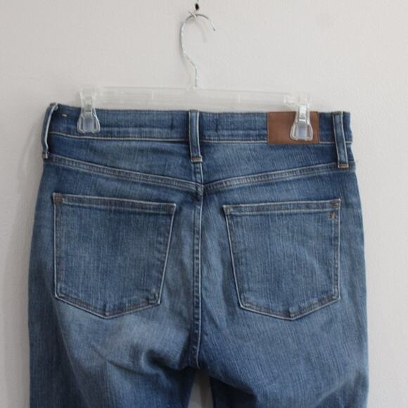 Madewell 9” Mid Rise Skinny Jeans York Wash Rip Repair Stretch Denim Sz 28 - Picture 8 of 12